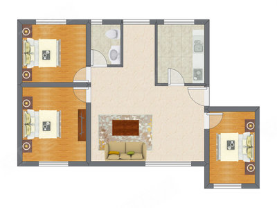 2室1厅 93.99平米户型图