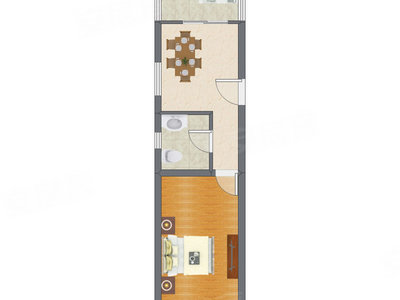 1室1厅 59.48平米户型图