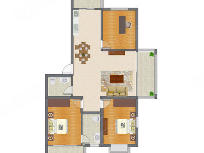 3室2厅 150.24平米