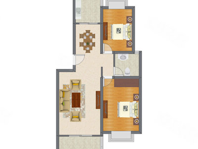 2室2厅 95.88平米户型图