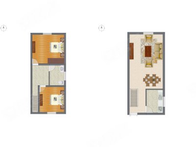 2室2厅 45.50平米