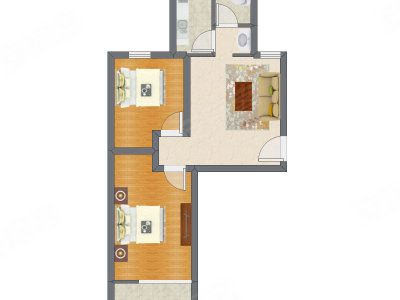 2室1厅 65.70平米户型图