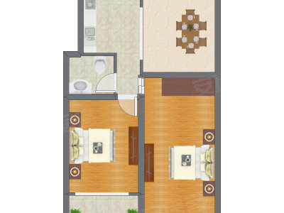 2室1厅 70.19平米户型图