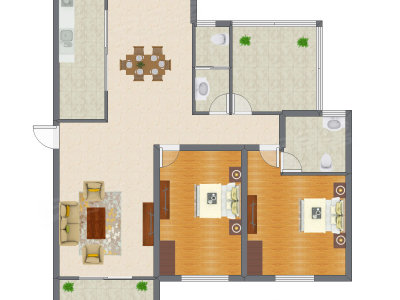 2室2厅 121.19平米户型图