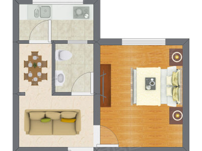 1室1厅 24.72平米户型图