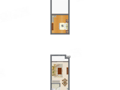 1室1厅 33.44平米户型图