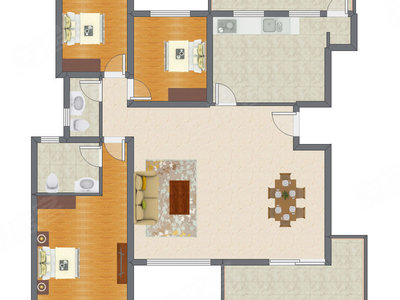 2室2厅 116.69平米户型图