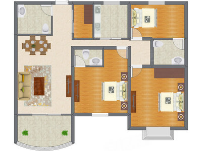 3室1厅 99.81平米