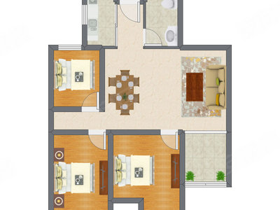3室2厅 89.02平米