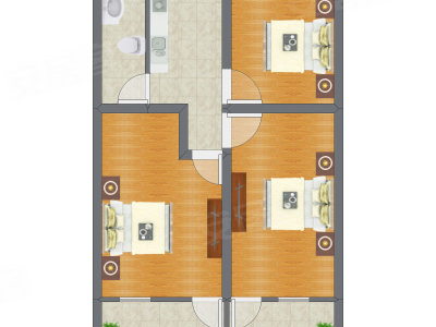 3室1厅 70.23平米
