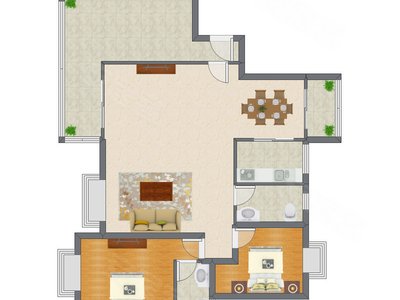 2室2厅 126.00平米