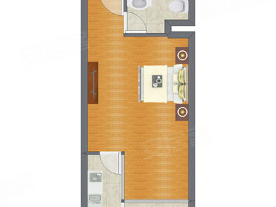 1室0厅 46.89平米户型图