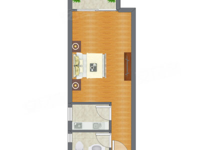 1室0厅 44.60平米户型图