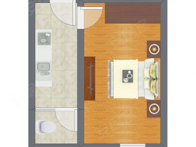1室0厅 34.56平米户型图