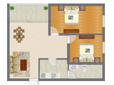 2室2厅 92.00平米户型图