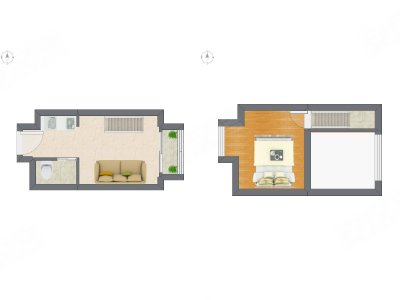 1室1厅 29.64平米户型图