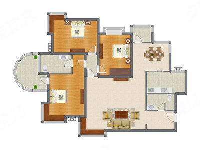 3室2厅 168.34平米