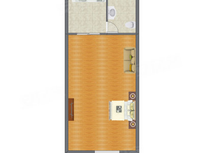 1室1厅 51.28平米