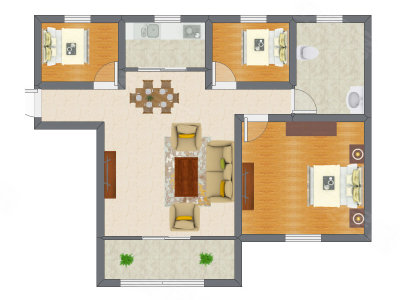 3室1厅 68.98平米