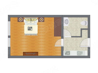 1室1厅 30.76平米户型图