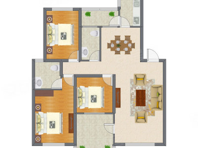 3室2厅 94.56平米户型图