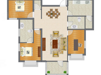 3室2厅 118.55平米