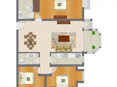 3室2厅 123.98平米
