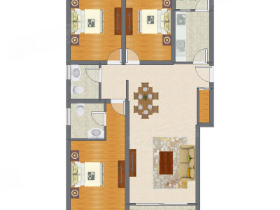 3室2厅 127.95平米户型图