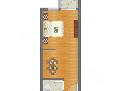 1室0厅 41.76平米户型图