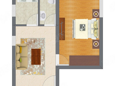 1室1厅 53.50平米户型图