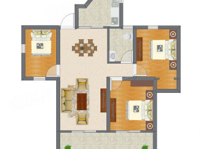3室2厅 65.05平米