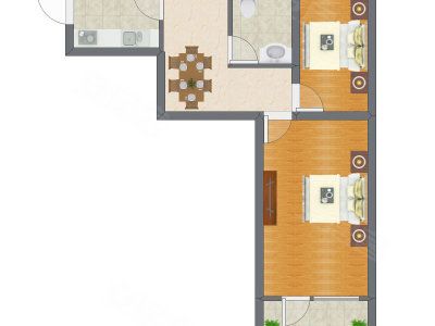 2室1厅 48.44平米