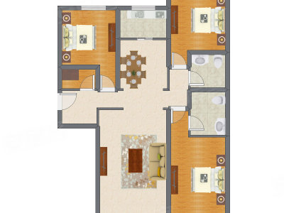 3室2厅 134.18平米户型图