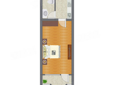 1室0厅 38.73平米户型图