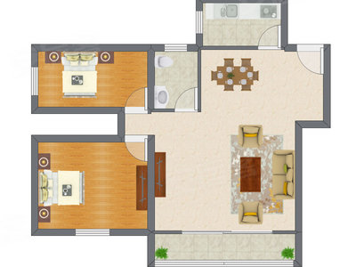 2室2厅 75.50平米