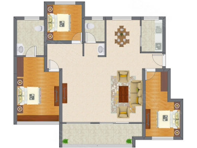 3室2厅 121.64平米