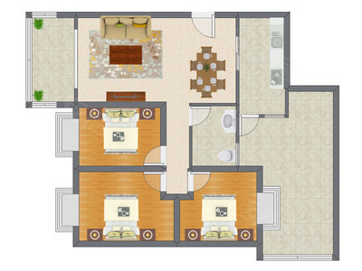 3室2厅 90.33平米