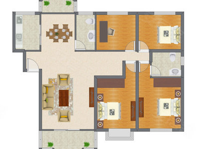 3室2厅 152.05平米