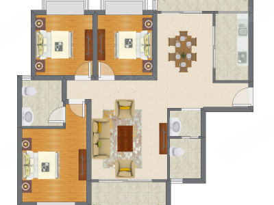 3室2厅 121.94平米户型图