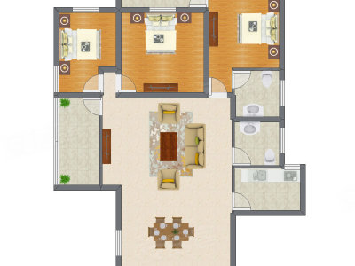 3室1厅 131.50平米