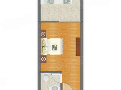1室0厅 39.28平米户型图