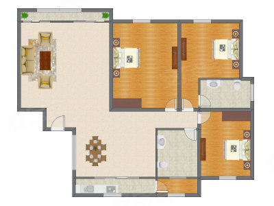 3室2厅 206.00平米户型图