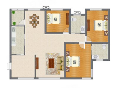 3室2厅 143.00平米