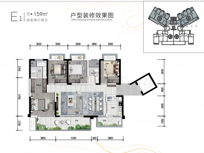 富临绵州水郡4室2厅2卫159㎡南北145万