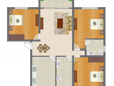 3室2厅 121.30平米