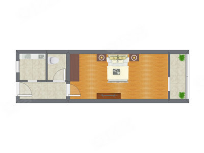1室0厅 44.81平米户型图