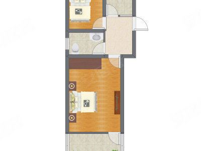 2室0厅 45.43平米户型图