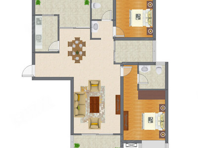 2室2厅 123.42平米户型图