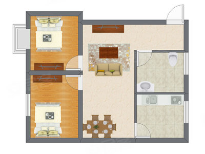 2室1厅 47.67平米户型图