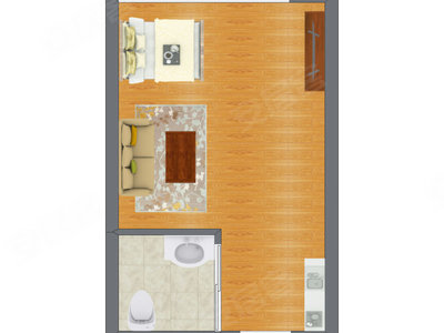 1室0厅 37.24平米户型图